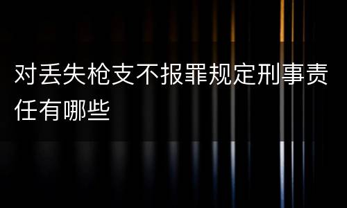 对丢失枪支不报罪规定刑事责任有哪些