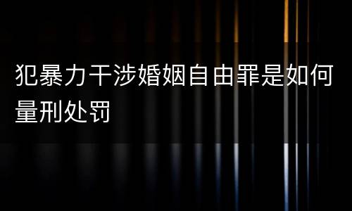 犯暴力干涉婚姻自由罪是如何量刑处罚