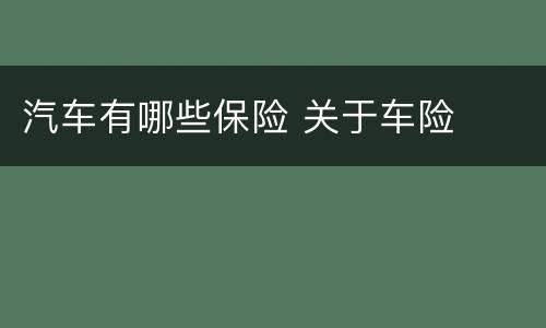 汽车有哪些保险 关于车险