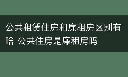 公共租赁住房和廉租房区别有啥 公共住房是廉租房吗