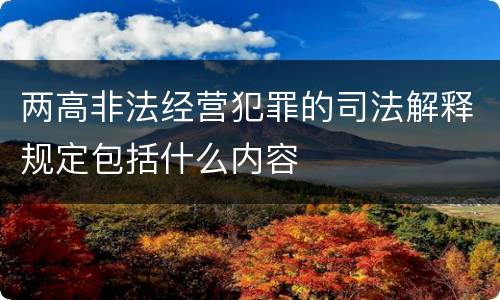 两高非法经营犯罪的司法解释规定包括什么内容