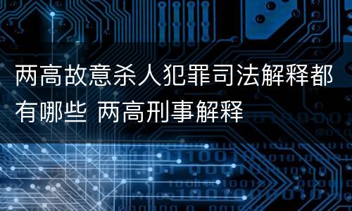 两高故意杀人犯罪司法解释都有哪些 两高刑事解释