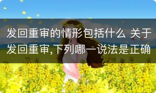 发回重审的情形包括什么 关于发回重审,下列哪一说法是正确的?