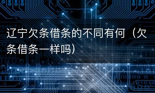 辽宁欠条借条的不同有何（欠条借条一样吗）