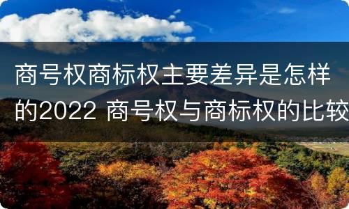 商号权商标权主要差异是怎样的2022 商号权与商标权的比较