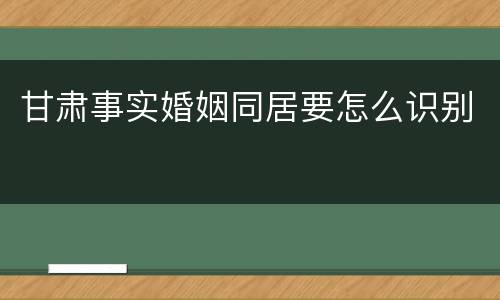 甘肃事实婚姻同居要怎么识别