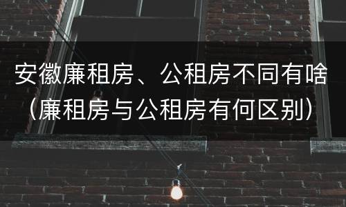 安徽廉租房、公租房不同有啥（廉租房与公租房有何区别）