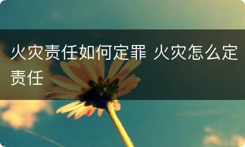 火灾责任如何定罪 火灾怎么定责任