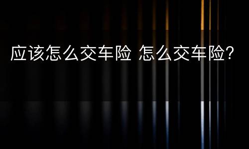应该怎么交车险 怎么交车险?