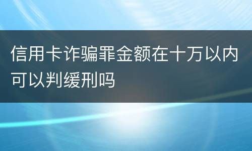 信用卡诈骗罪金额在十万以内可以判缓刑吗