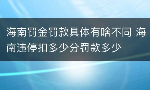 海南罚金罚款具体有啥不同 海南违停扣多少分罚款多少