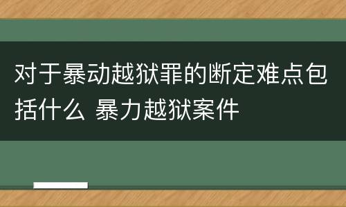 对于暴动越狱罪的断定难点包括什么 暴力越狱案件