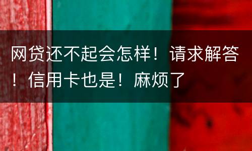 网贷还不起会怎样！请求解答！信用卡也是！麻烦了