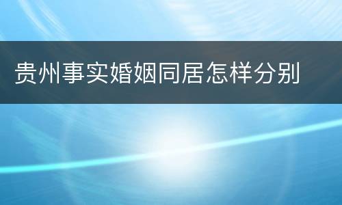 贵州事实婚姻同居怎样分别