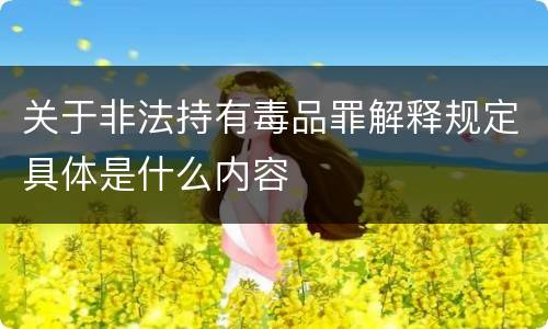 关于非法持有毒品罪解释规定具体是什么内容