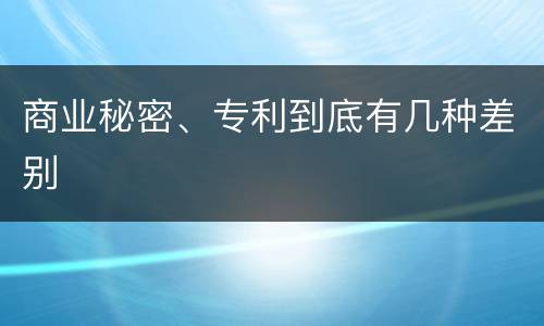商业秘密、专利到底有几种差别