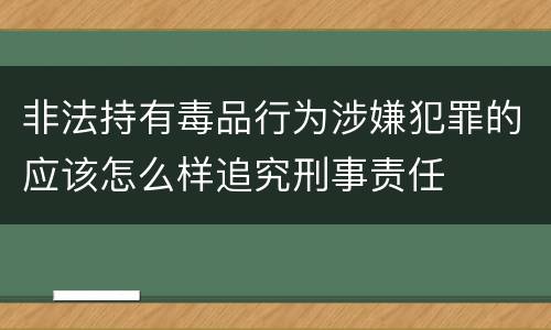 非法持有毒品行为涉嫌犯罪的应该怎么样追究刑事责任