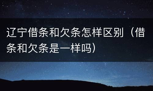 辽宁借条和欠条怎样区别（借条和欠条是一样吗）