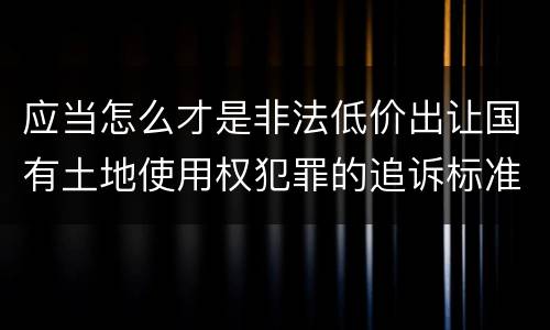 应当怎么才是非法低价出让国有土地使用权犯罪的追诉标准