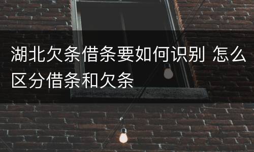 湖北欠条借条要如何识别 怎么区分借条和欠条