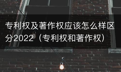 专利权及著作权应该怎么样区分2022（专利权和著作权）
