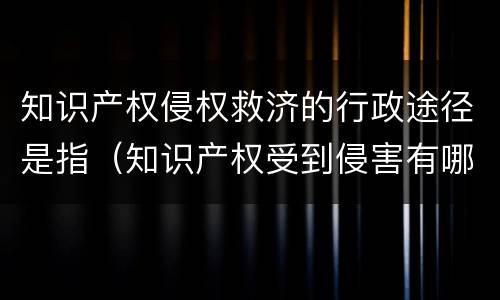 知识产权侵权救济的行政途径是指（知识产权受到侵害有哪些救济途径）
