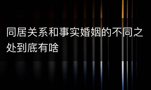 同居关系和事实婚姻的不同之处到底有啥