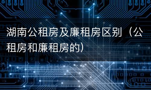 湖南公租房及廉租房区别（公租房和廉租房的）