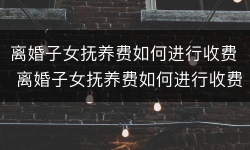 离婚子女抚养费如何进行收费 离婚子女抚养费如何进行收费申请