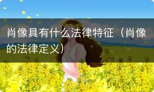 肖像具有什么法律特征（肖像的法律定义）