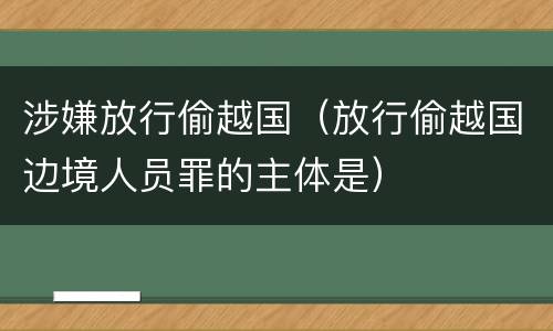 涉嫌放行偷越国（放行偷越国边境人员罪的主体是）