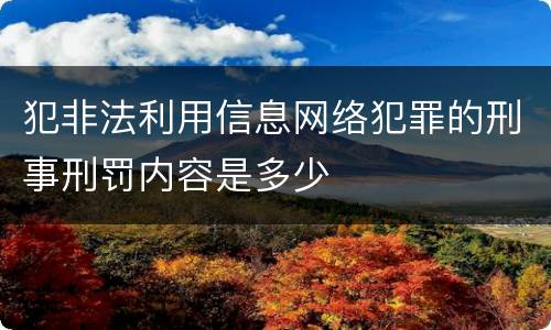 犯非法利用信息网络犯罪的刑事刑罚内容是多少