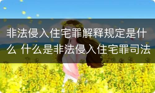 非法侵入住宅罪解释规定是什么 什么是非法侵入住宅罪司法解释