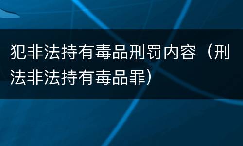 犯非法持有毒品刑罚内容（刑法非法持有毒品罪）