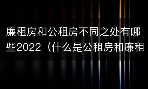 廉租房和公租房不同之处有哪些2022（什么是公租房和廉租房）