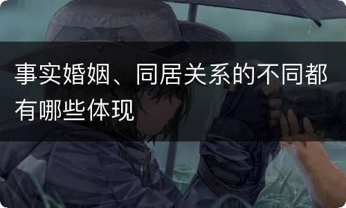 事实婚姻、同居关系的不同都有哪些体现