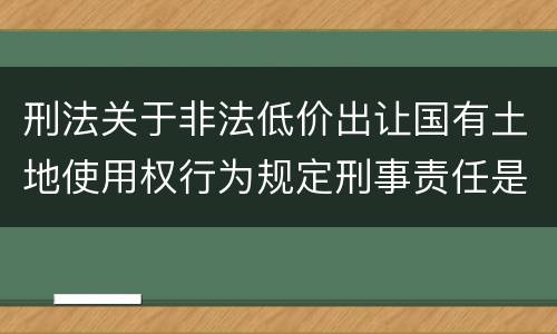 刑法关于非法低价出让国有土地使用权行为规定刑事责任是怎样