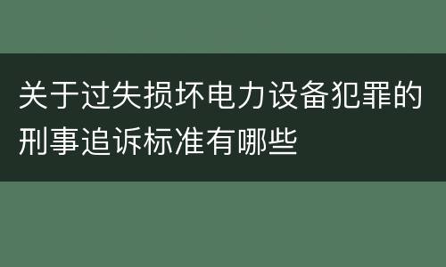 关于过失损坏电力设备犯罪的刑事追诉标准有哪些