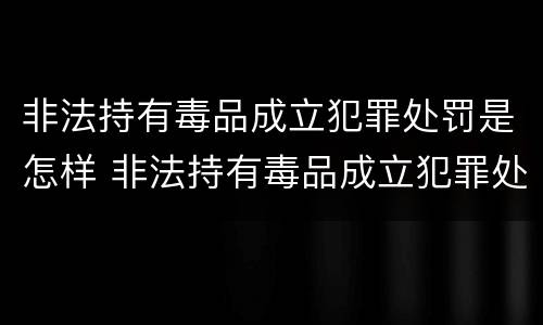 非法持有毒品成立犯罪处罚是怎样 非法持有毒品成立犯罪处罚是怎样的