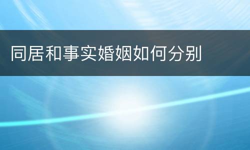 同居和事实婚姻如何分别