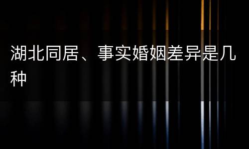 湖北同居、事实婚姻差异是几种