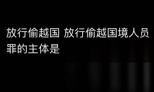 放行偷越国 放行偷越国境人员罪的主体是