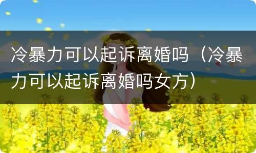 冷暴力可以起诉离婚吗（冷暴力可以起诉离婚吗女方）