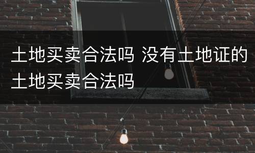 土地买卖合法吗 没有土地证的土地买卖合法吗