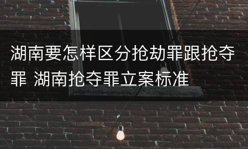 湖南要怎样区分抢劫罪跟抢夺罪 湖南抢夺罪立案标准