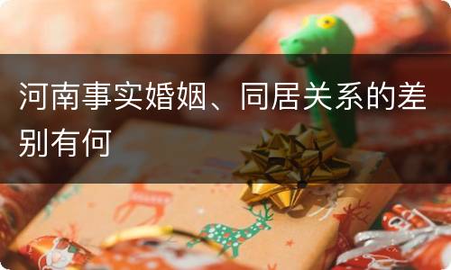 河南事实婚姻、同居关系的差别有何