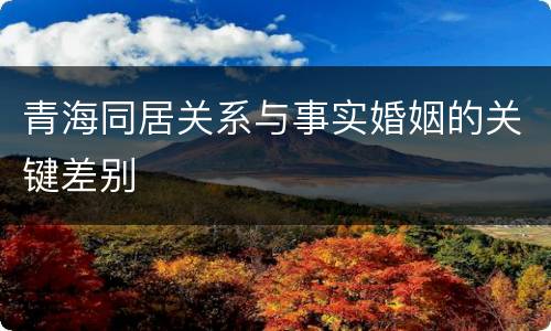 青海同居关系与事实婚姻的关键差别