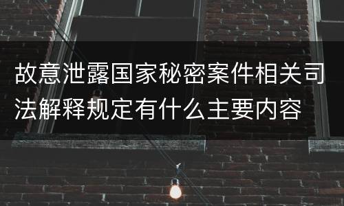 故意泄露国家秘密案件相关司法解释规定有什么主要内容