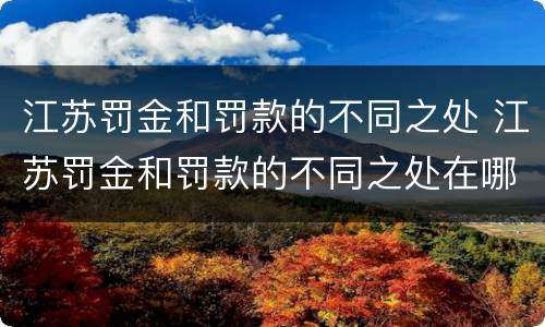 江苏罚金和罚款的不同之处 江苏罚金和罚款的不同之处在哪