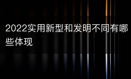 2022实用新型和发明不同有哪些体现